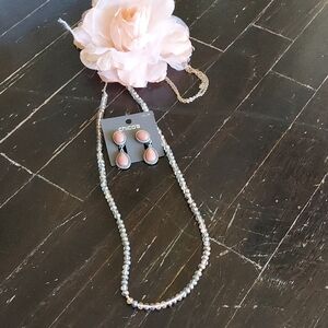 Chico's Pink and Silver Jewelry Set Earrings Are Clip